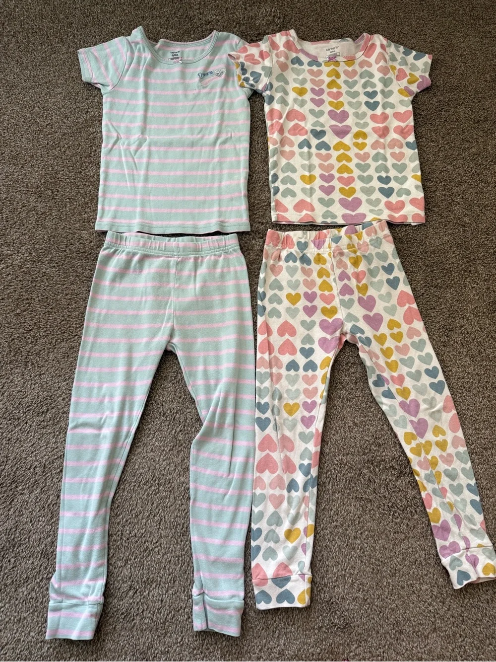 Carter’s Girls Kids Pajama 7 Sets Lot Size 6 Pants Short Sleeves